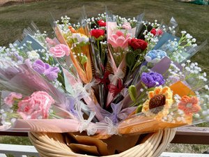 Valentine's Day Crochet Bouquet, Carnation Bouquet, Handmade Crochet flowers, Party Favors, Mother's Day, Birthday Gift, Graduation Bouquet