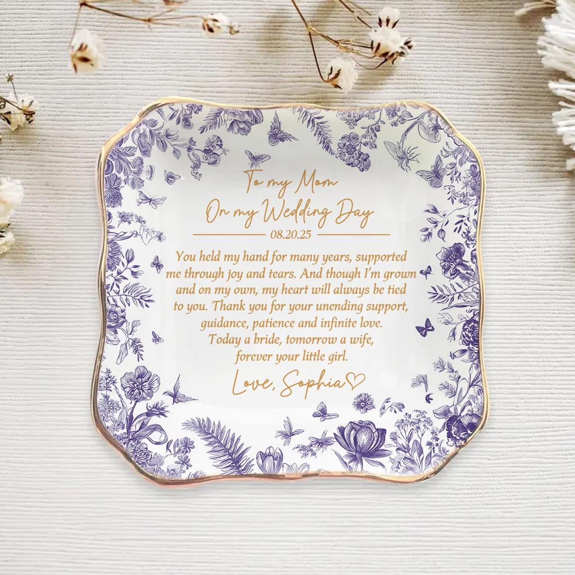 Custom Mother Of The Bride Jewelry Dish, Mother of the bride Jewelry plate, Custom Jewelry Tray for Mom, Wedding Favor Gift For Mom
