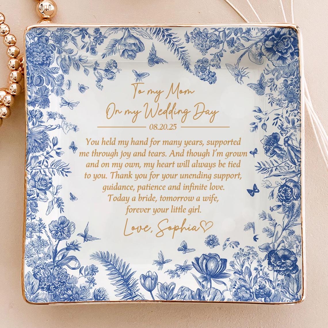 Custom Mother Of The Bride Jewelry Dish, Mother of the bride Jewelry plate, Custom Jewelry Tray for Mom, Wedding Favor Gift For Mom