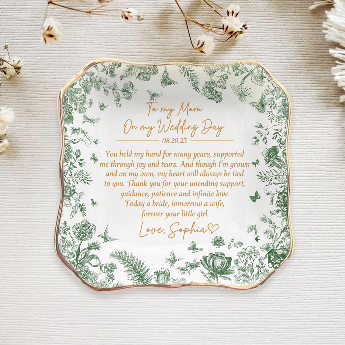 Custom Mother Of The Bride Jewelry Dish, Mother of the bride Jewelry plate, Custom Jewelry Tray for Mom, Wedding Favor Gift For Mom