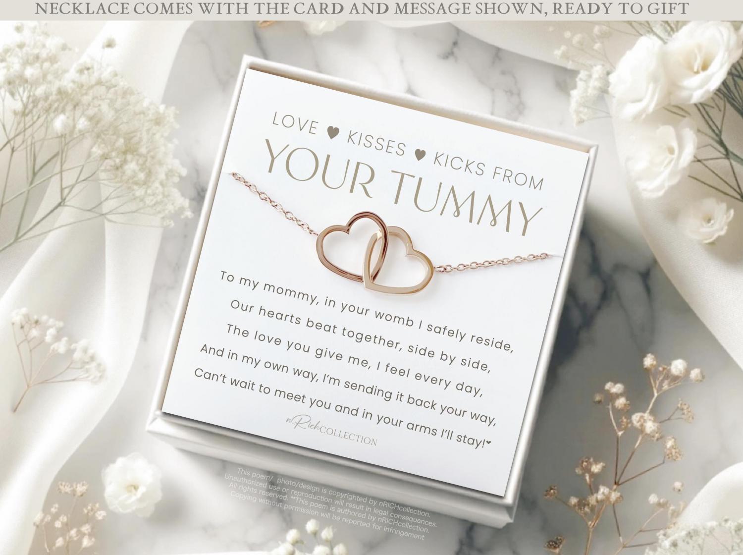 Mommy To Be Necklace from Baby in the Womb Mothers Day Gift for New Mom Baby Shower Pregnant Wife Mother to Be Expecting Mom from the Tummy