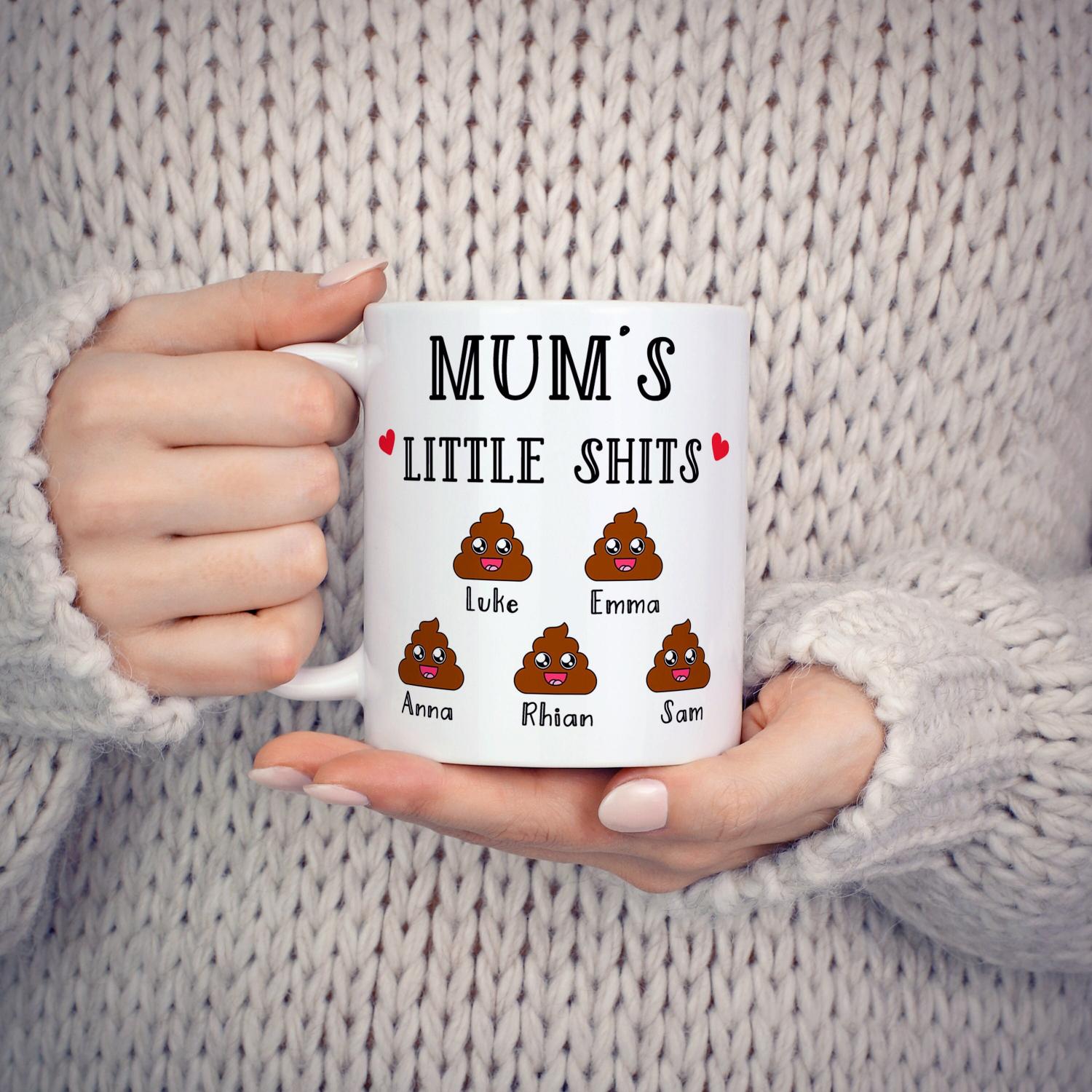 Mum Gift Personalised Mug, Mums Little Shits Mug and Coaster Gift for Mum, Funny Gift for Mum, Mother's Day Gift, Christmas Gift Mum TIS40