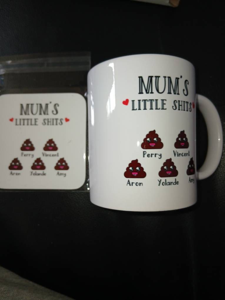 Mum Gift Personalised Mug, Mums Little Shits Mug and Coaster Gift for Mum, Funny Gift for Mum, Mother's Day Gift, Christmas Gift Mum TIS40