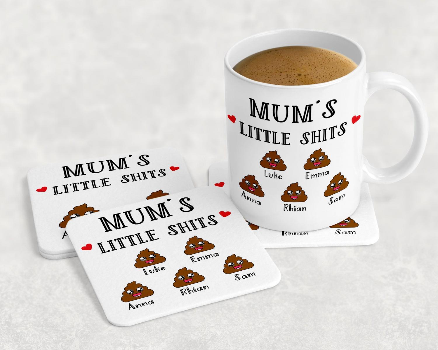 Mum Gift Personalised Mug, Mums Little Shits Mug and Coaster Gift for Mum, Funny Gift for Mum, Mother's Day Gift, Christmas Gift Mum TIS40
