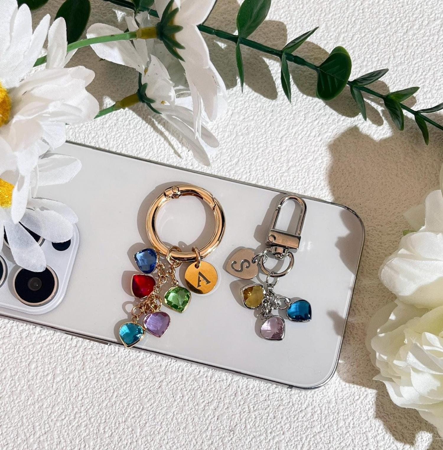 Personalized Birthstone Keychain,Custom Aquamarine Key Ring,Mothers Day Gift,mother birthday gift,Family tree keychain,Birthday Gift for Her