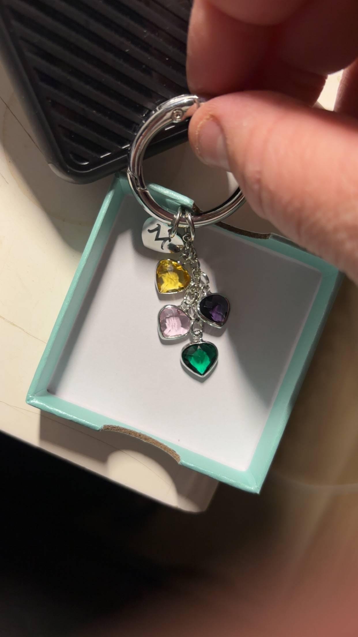 Personalized Birthstone Keychain,Custom Aquamarine Key Ring,Mothers Day Gift,mother birthday gift,Family tree keychain,Birthday Gift for Her