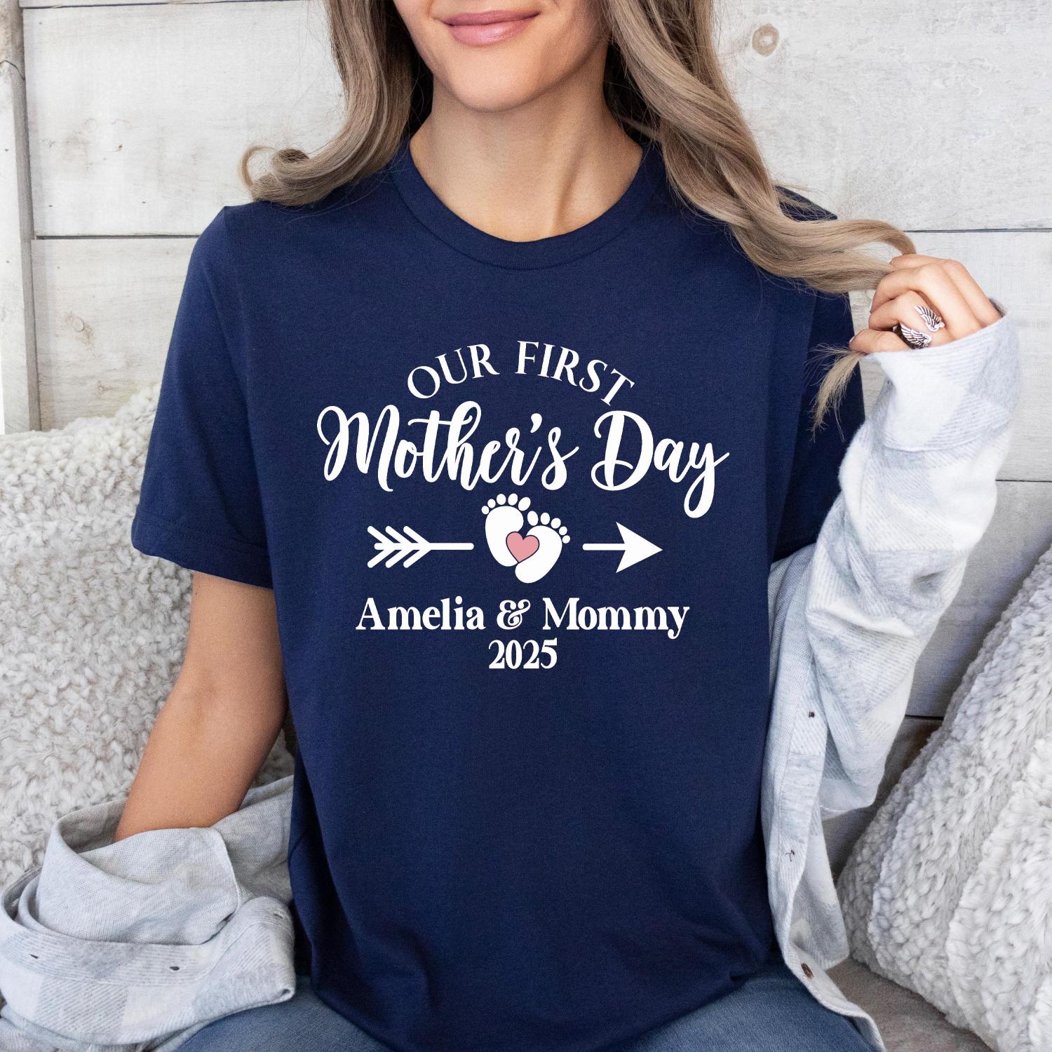 Personalised Matching Our First Mothers Day Shirt, 1st Mother Day Tee and Baby Bodysuit, Custom Mothers Day Gift, Couple New Mom