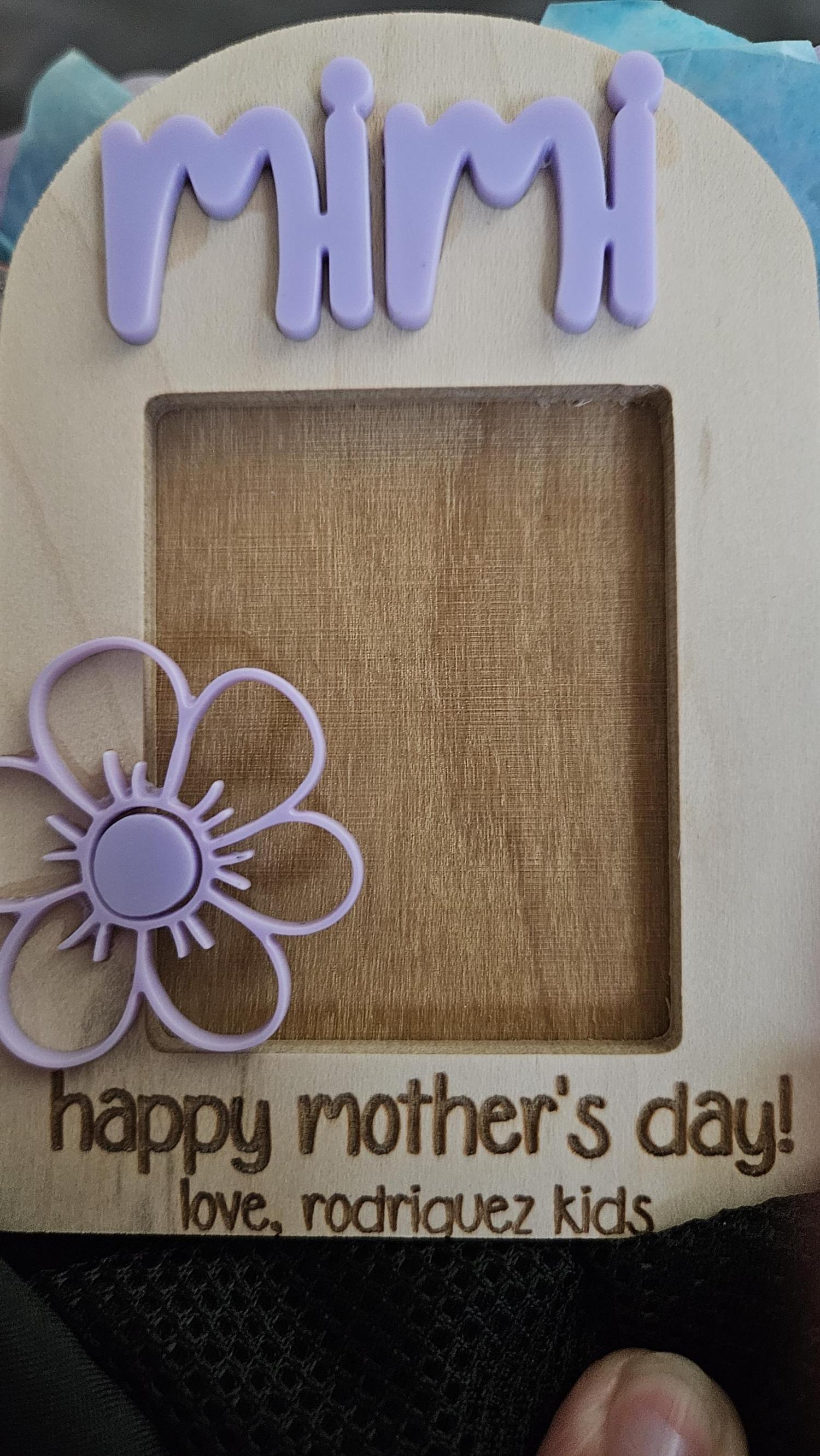 Personalized Photo Frame Magnet, Engraved Flower, Mother's Day Gift