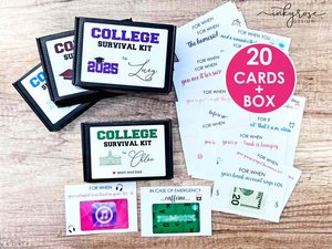 High School Graduation Gift Card Holder College Survival Box Kit College Care Package Bound Gift Must Haves Cash Money Holder Personalized