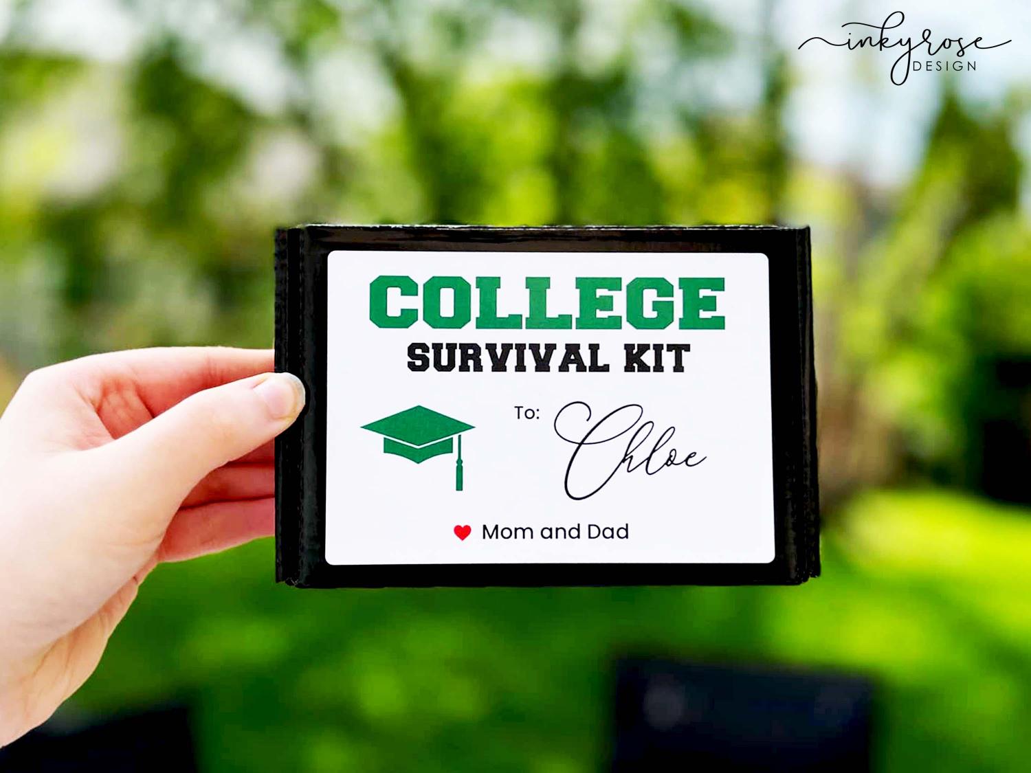 High School Graduation Gift Card Holder College Survival Box Kit College Care Package Bound Gift Must Haves Cash Money Holder Personalized