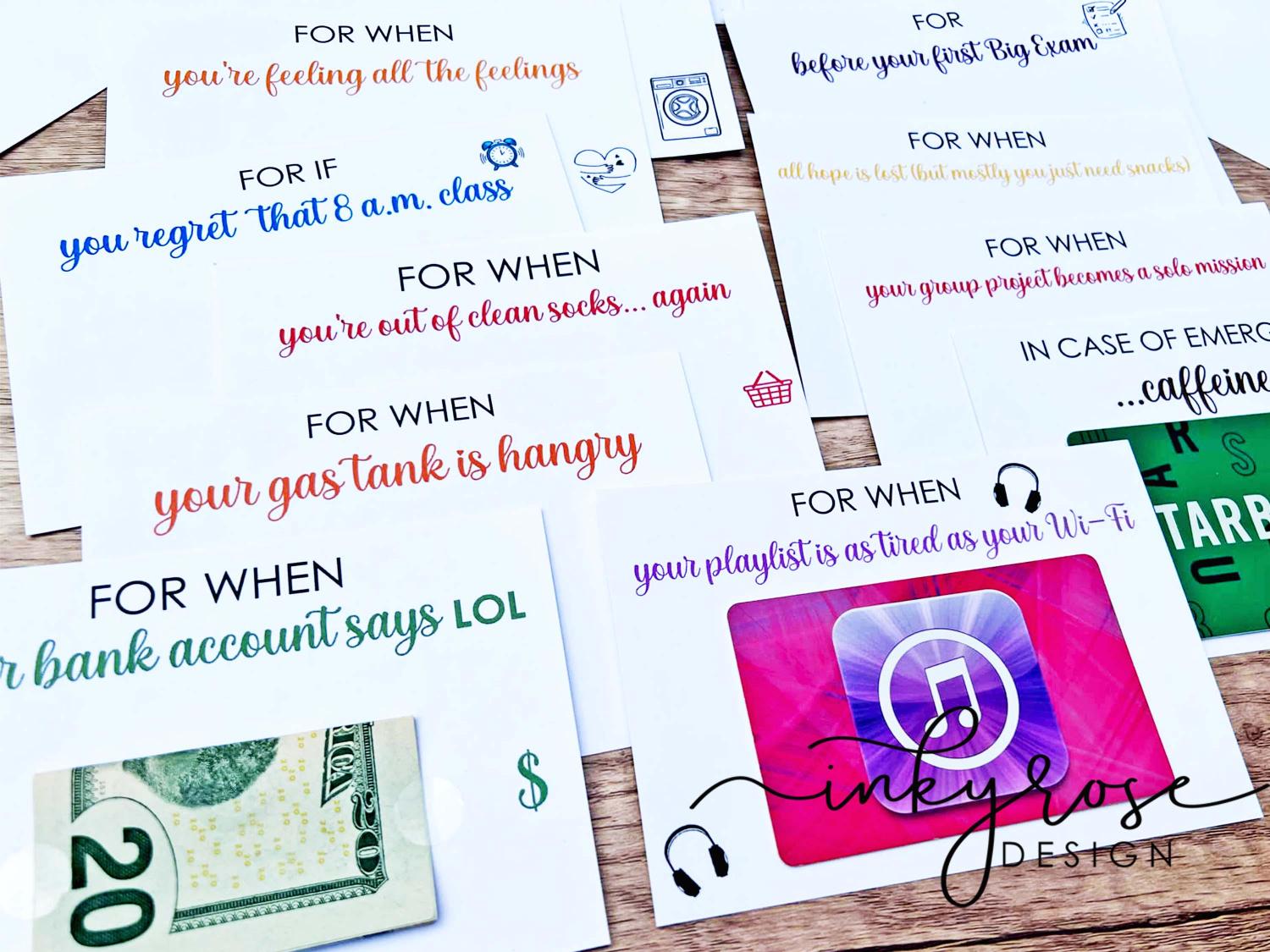 High School Graduation Gift Card Holder College Survival Box Kit College Care Package Bound Gift Must Haves Cash Money Holder Personalized