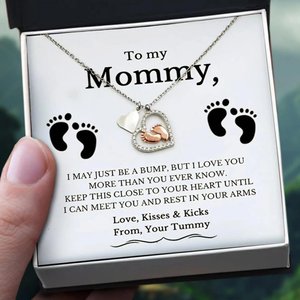 To My Mommy Necklace - Perfect Gift for New Moms, Moms-to-Be, and Baby Showers | To My Mommy Baby Feet Heart Necklace