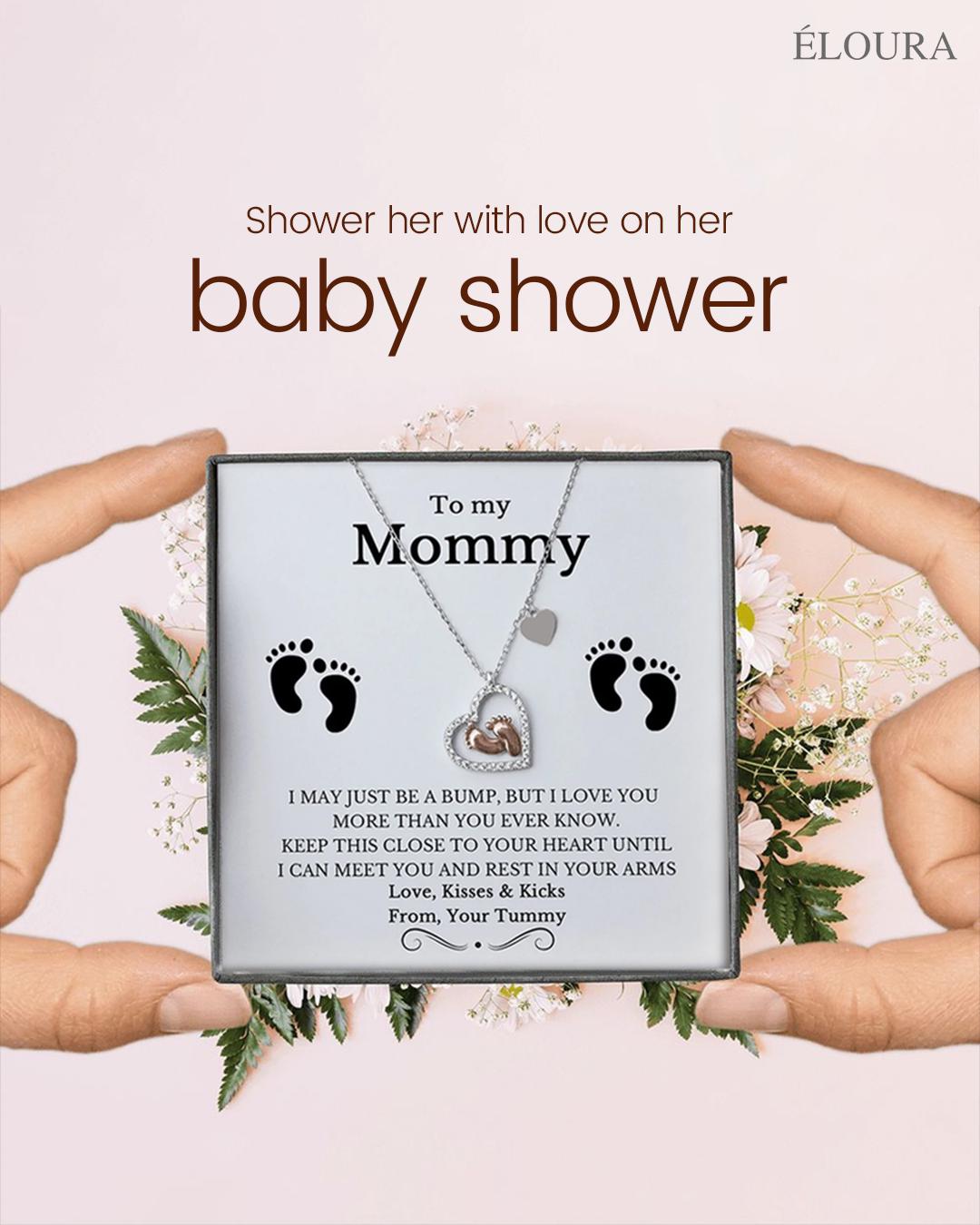 To My Mommy Necklace - Perfect Gift for New Moms, Moms-to-Be, and Baby Showers | To My Mommy Baby Feet Heart Necklace