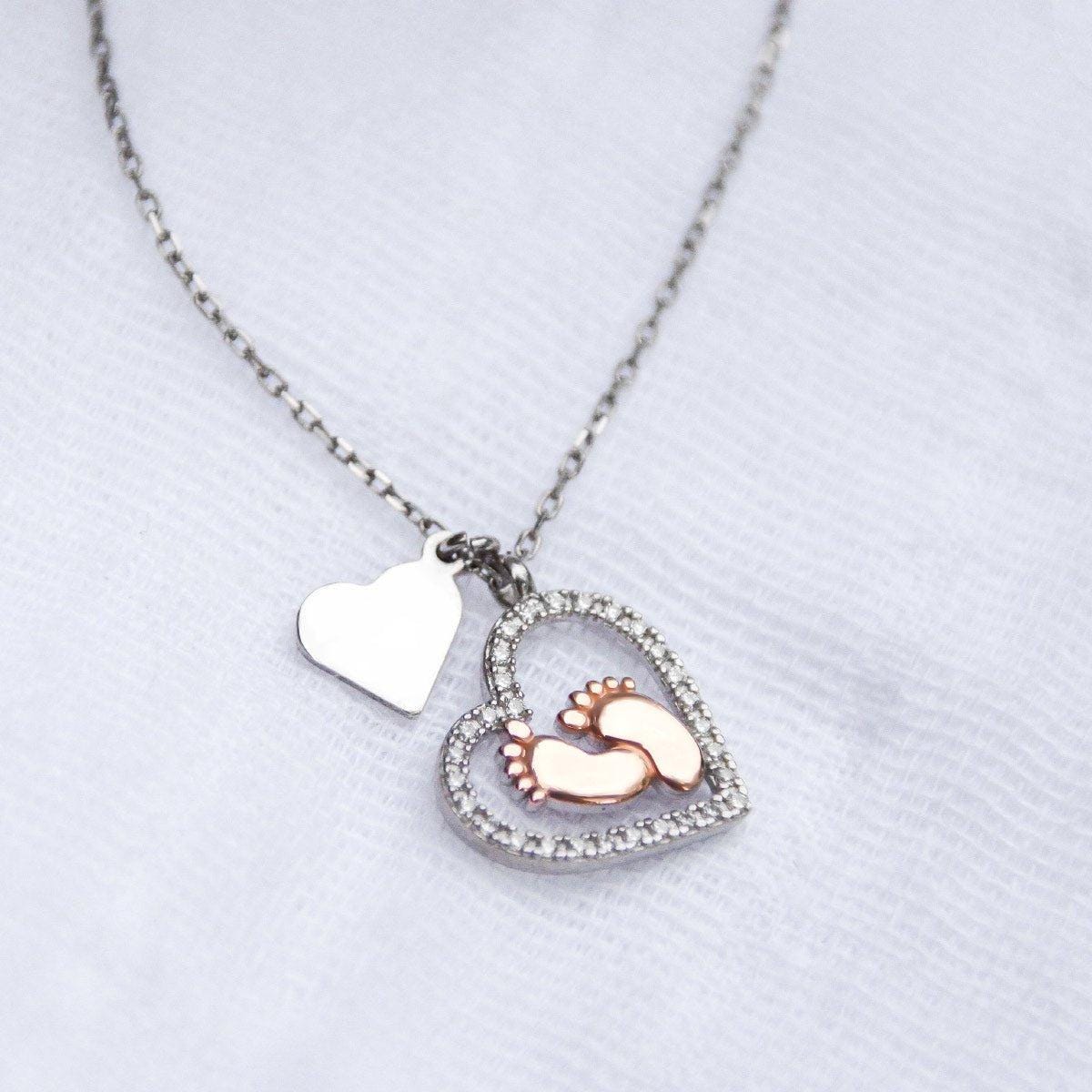 To My Mommy Necklace - Perfect Gift for New Moms, Moms-to-Be, and Baby Showers | To My Mommy Baby Feet Heart Necklace