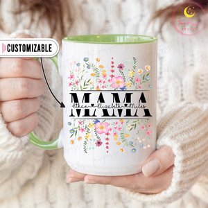 Personalized Mama Mug with Kids Names, Floral Mama Mug, Mothers Day Gift For Mom, Mama To Be Gifts T2859