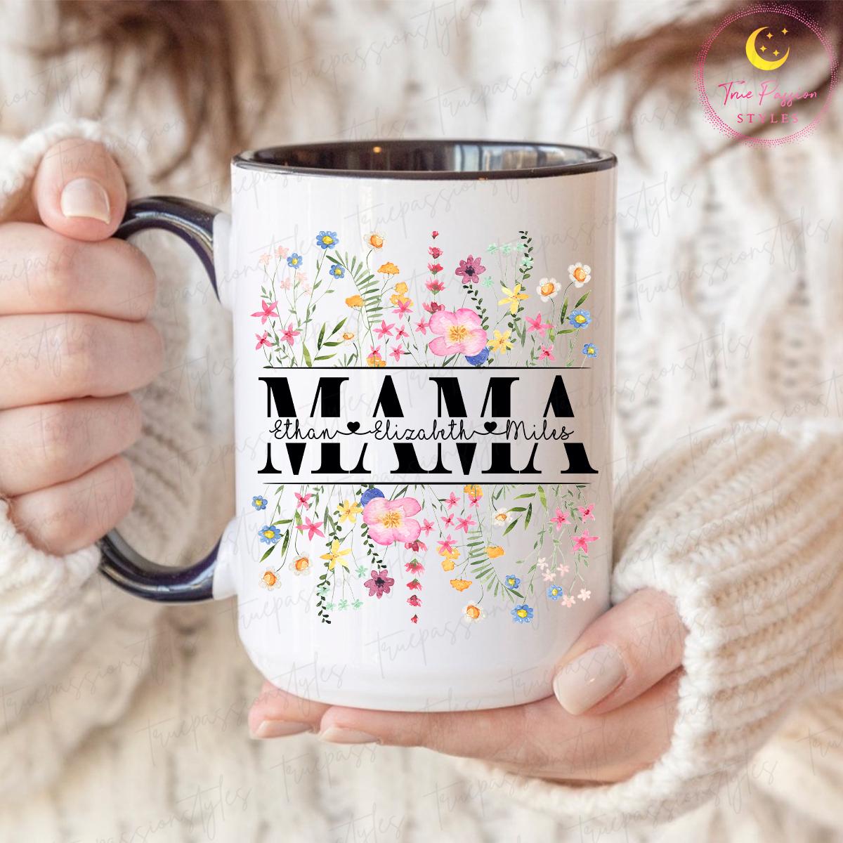 Personalized Mama Mug with Kids Names, Floral Mama Mug, Mothers Day Gift For Mom, Mama To Be Gifts T2859