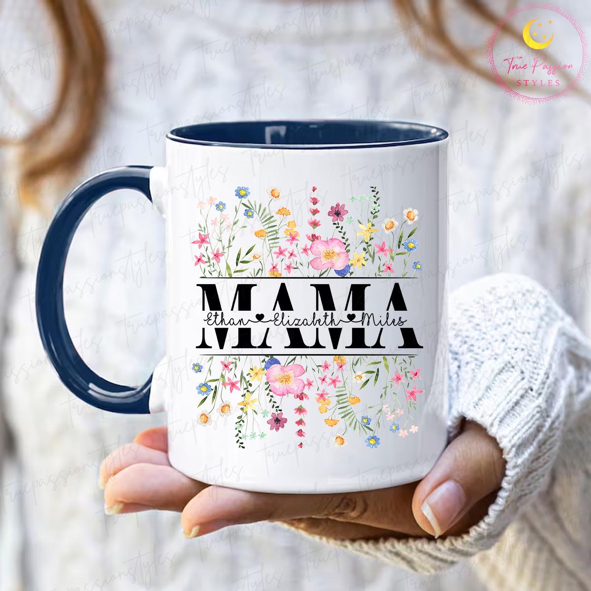 Personalized Mama Mug with Kids Names, Floral Mama Mug, Mothers Day Gift For Mom, Mama To Be Gifts T2859