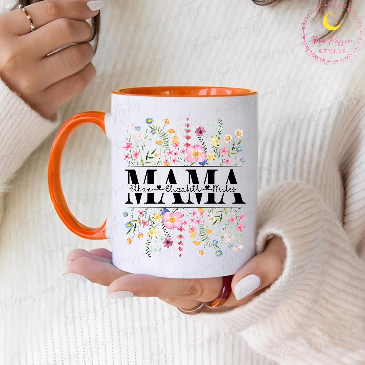 Personalized Mama Mug with Kids Names, Floral Mama Mug, Mothers Day Gift For Mom, Mama To Be Gifts T2859