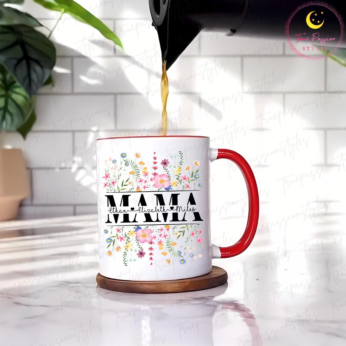 Personalized Mama Mug with Kids Names, Floral Mama Mug, Mothers Day Gift For Mom, Mama To Be Gifts T2859