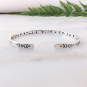 Baby Stats Bracelet, Gift for New Mother, New Mom Jewelry, New Baby Bracelet Gift, Gift for Mom after Birth, Gift for New Mom to be, 02