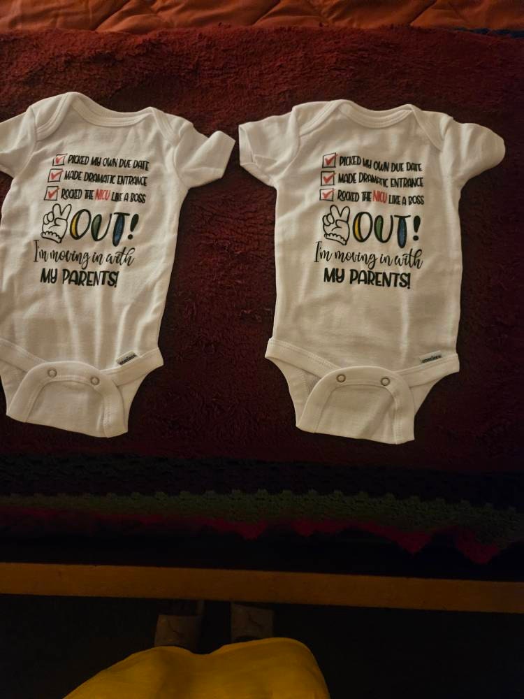 Picked My Own Due Date Going Home Outfit, NICU Graduate Baby Bodysuit:  Peace Out NICU, Newborn Hospital Discharge Gift Onesie® Brand