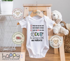 Picked My Own Due Date Going Home Outfit, NICU Graduate Baby Bodysuit:  Peace Out NICU, Newborn Hospital Discharge Gift Onesie® Brand