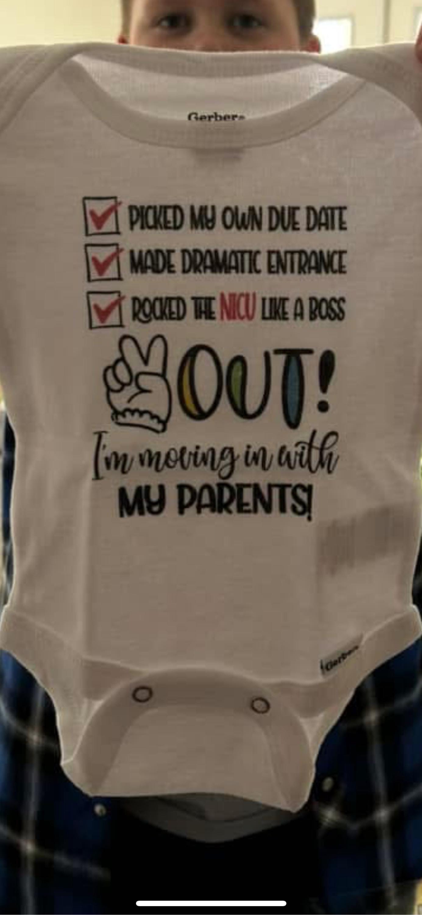 Picked My Own Due Date Going Home Outfit, NICU Graduate Baby Bodysuit:  Peace Out NICU, Newborn Hospital Discharge Gift Onesie® Brand