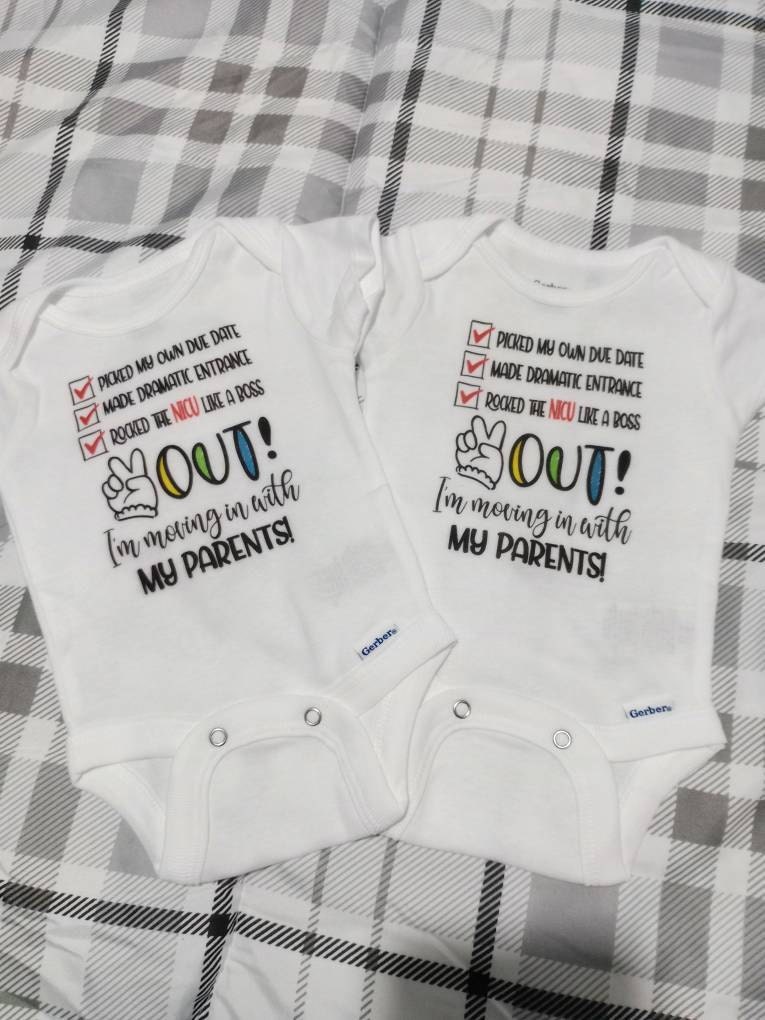 Picked My Own Due Date Going Home Outfit, NICU Graduate Baby Bodysuit:  Peace Out NICU, Newborn Hospital Discharge Gift Onesie® Brand