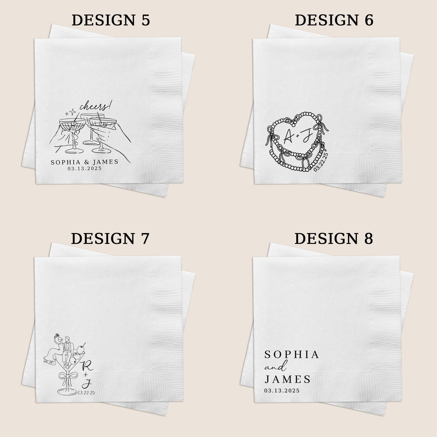 Personalized Wedding Napkins, Custom Wedding Cocktail Napkins for Engagement Party, Bridal Shower & Wedding Decor, Wedding Reception Napkins