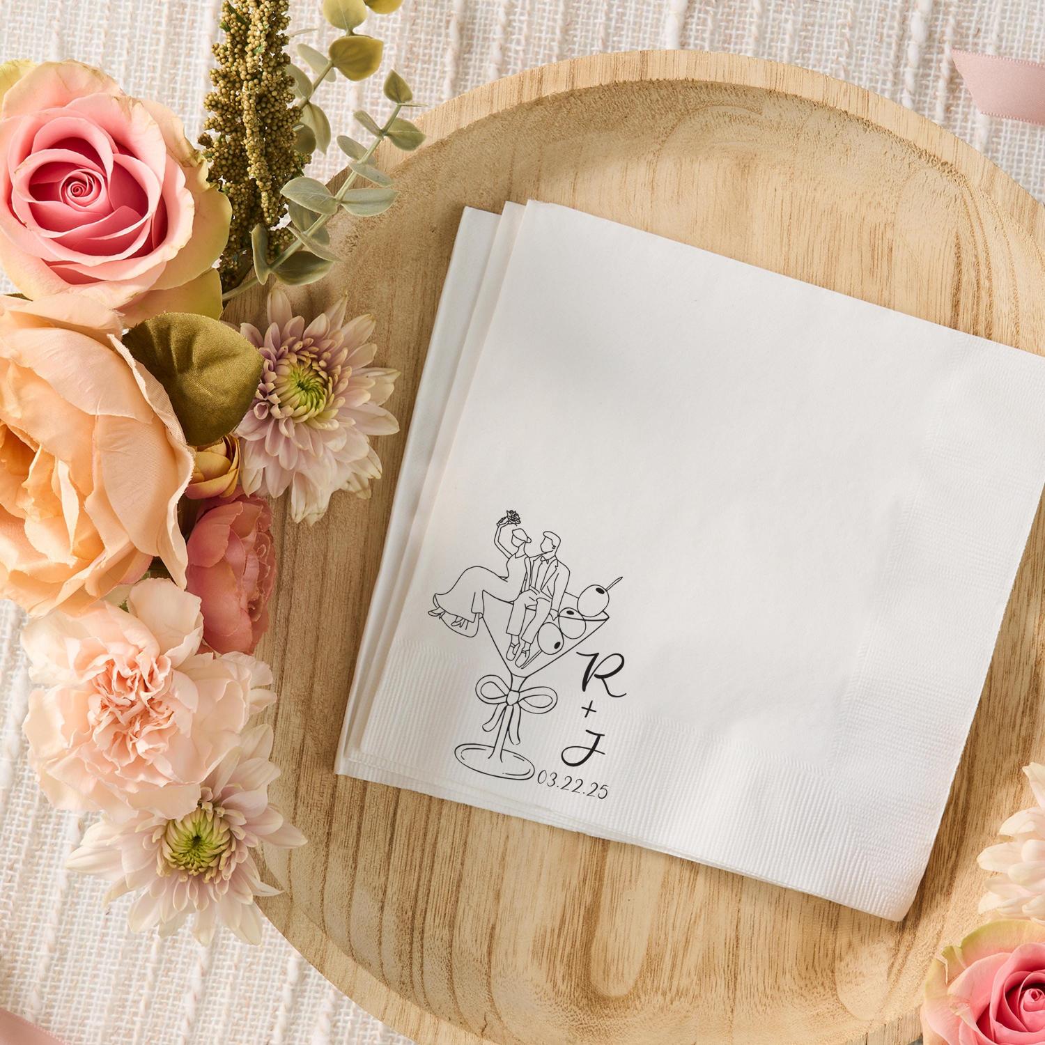Personalized Wedding Napkins, Custom Wedding Cocktail Napkins for Engagement Party, Bridal Shower & Wedding Decor, Wedding Reception Napkins