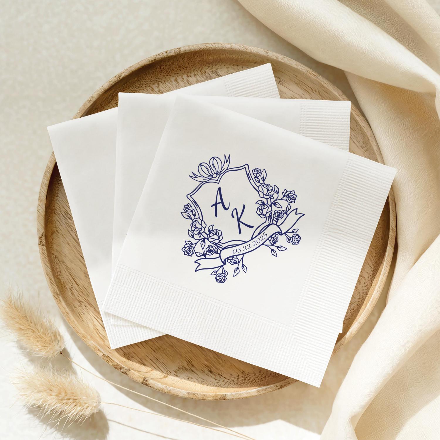 Personalized Wedding Napkins, Custom Wedding Cocktail Napkins for Engagement Party, Bridal Shower & Wedding Decor, Wedding Reception Napkins