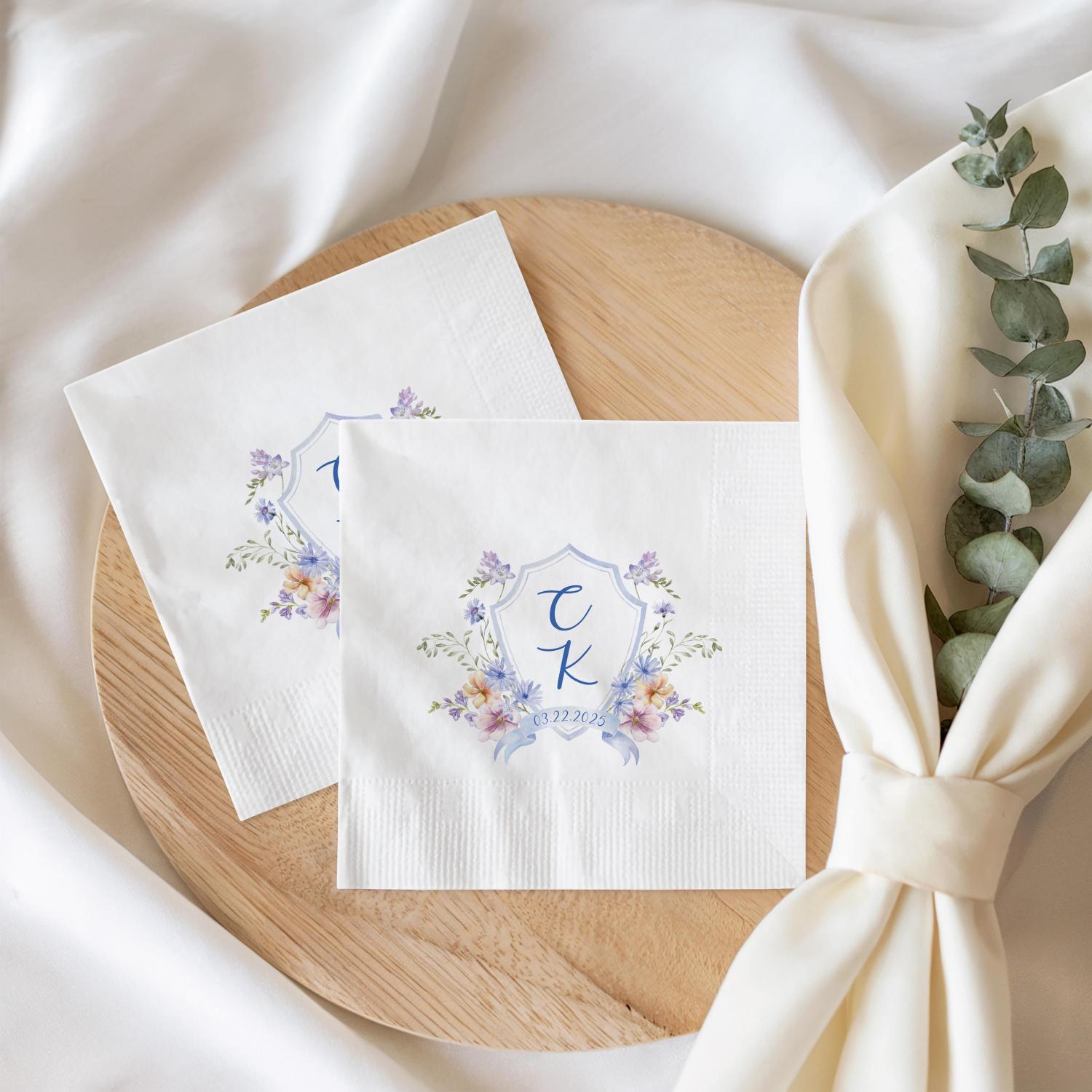 Personalized Wedding Napkins, Custom Wedding Cocktail Napkins for Engagement Party, Bridal Shower & Wedding Decor, Wedding Reception Napkins