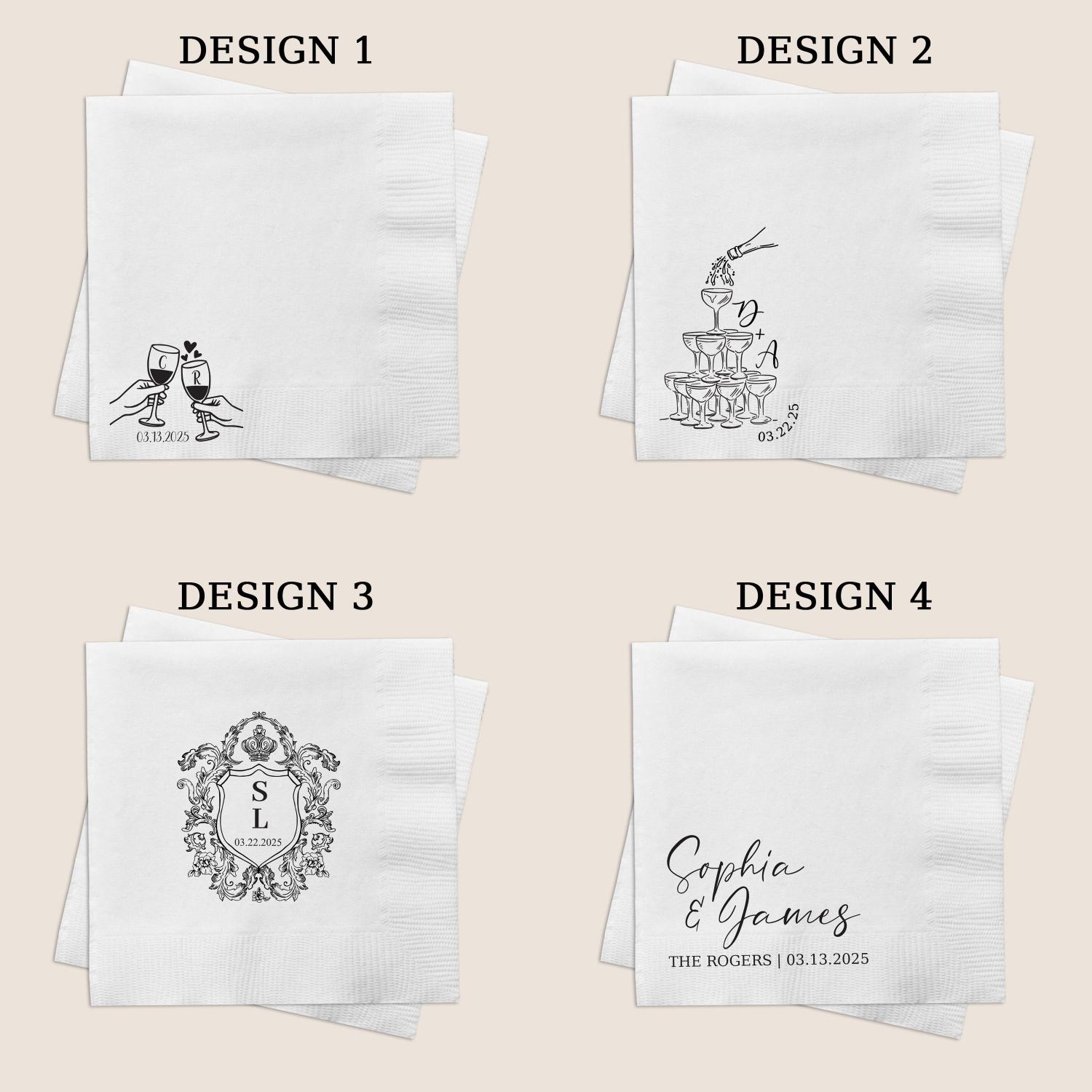Personalized Wedding Napkins, Custom Wedding Cocktail Napkins for Engagement Party, Bridal Shower & Wedding Decor, Wedding Reception Napkins