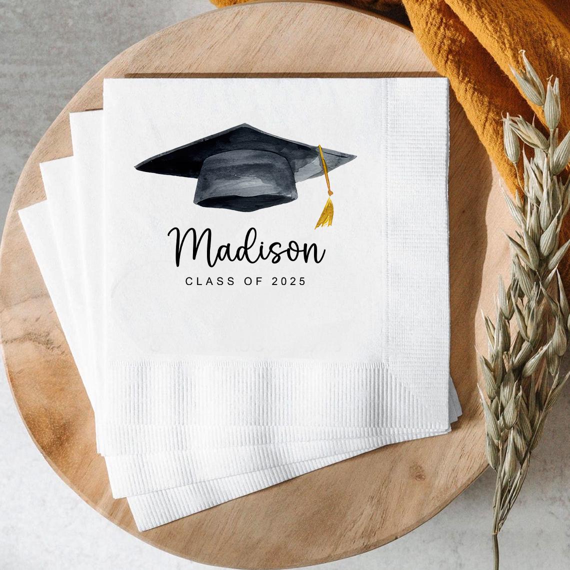Personalized Graduation Napkins: Class of 2025 Grad Cap Party Guest ...