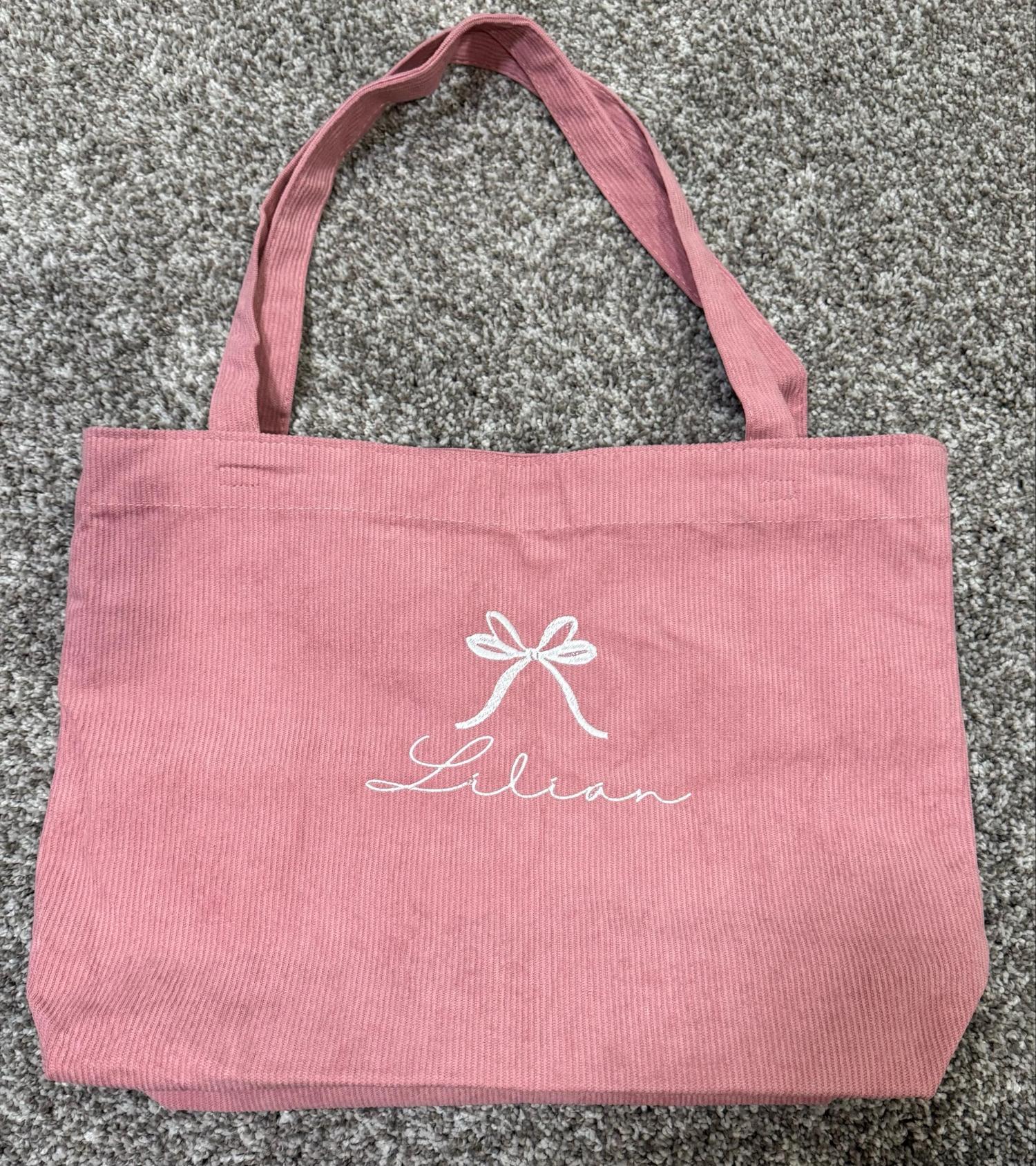 Personalized Bridesmaid gift bag, Bridesmaid Tote bag, Corduroy Tote Bag, Tote Bag with Zipper, Name Bag, Monogram Bag, Wedding Party Gifts