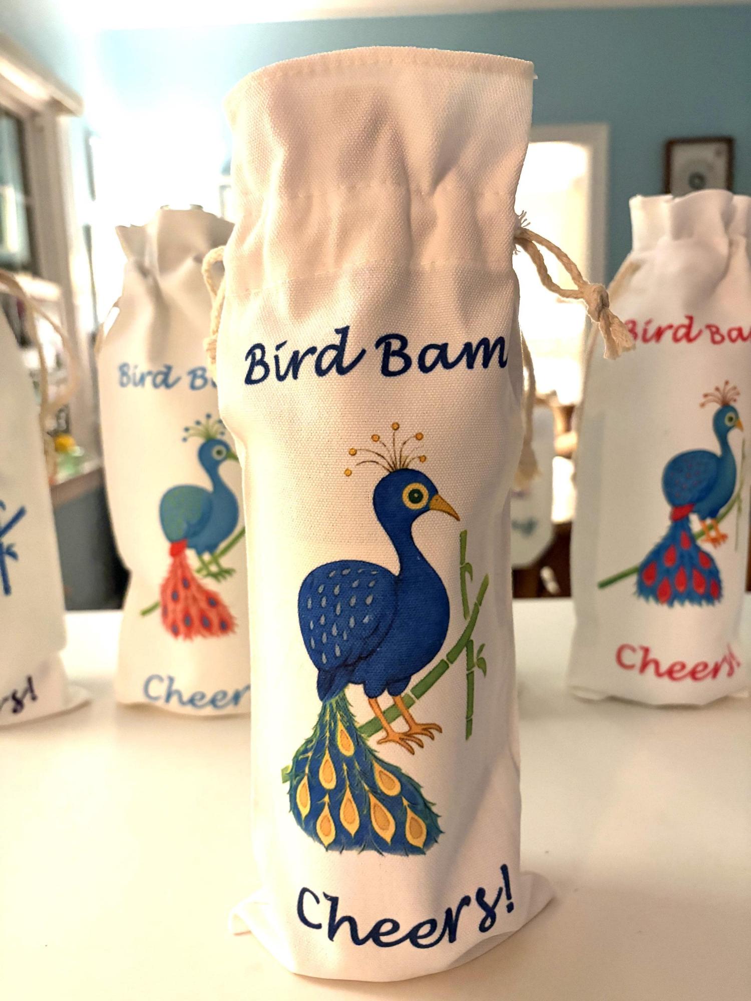 Mahjong Bird Bam Canvas Wine Totes:  Perfect pairing for any game