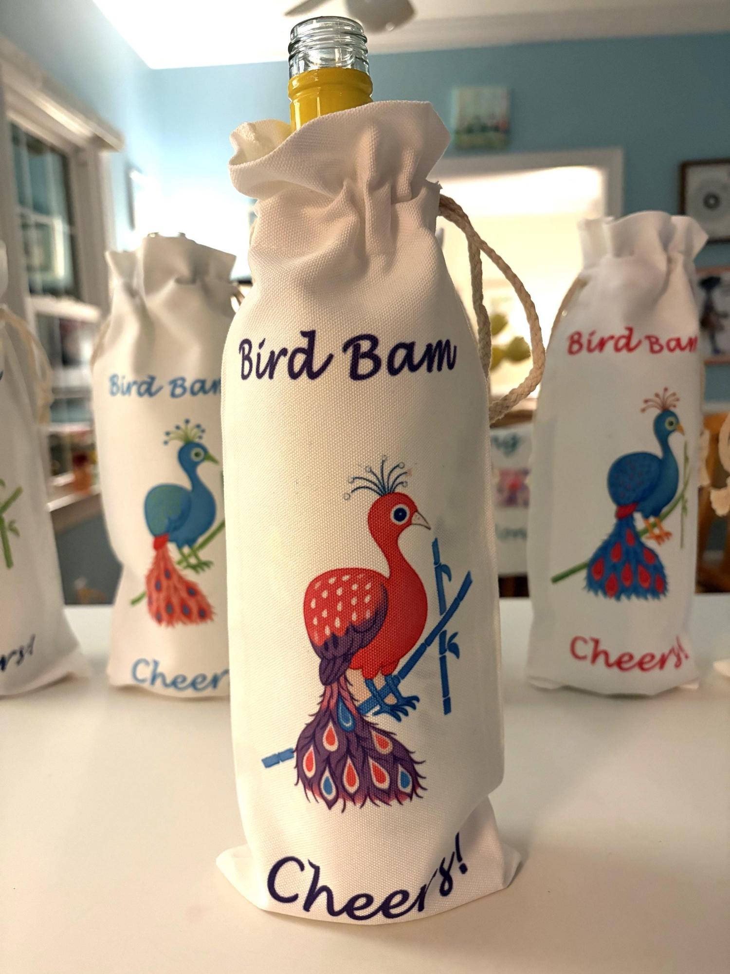 Mahjong Bird Bam Canvas Wine Totes:  Perfect pairing for any game