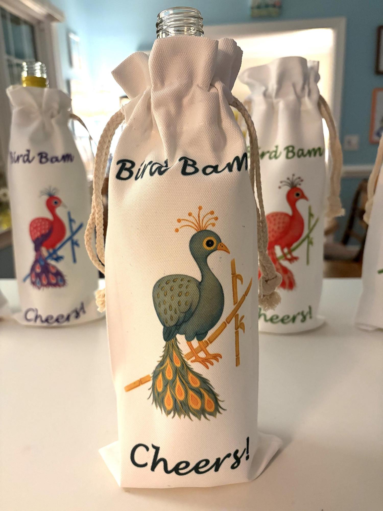 Mahjong Bird Bam Canvas Wine Totes:  Perfect pairing for any game