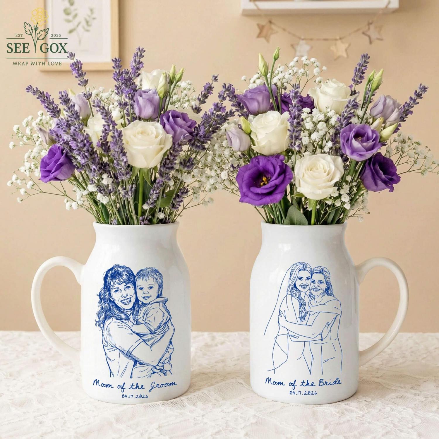 Photo Gift for Mom, Flower Vase for Mom, Custom Photo Mother of The Groom, Mother of the Bride Photo Gifts,Birthday Gifts for Mom Photo Gift