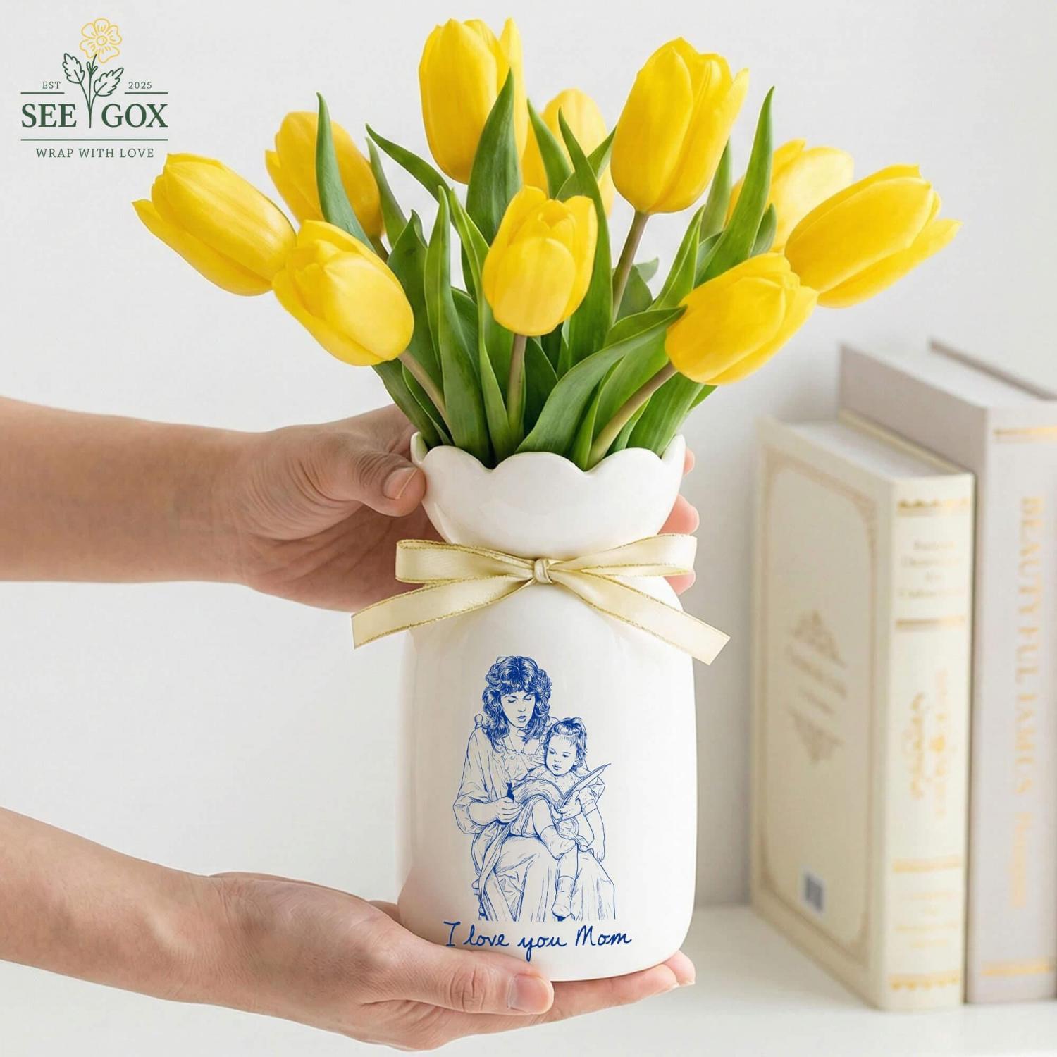 Photo Gift for Mom, Flower Vase for Mom, Custom Photo Mother of The Groom, Mother of the Bride Photo Gifts,Birthday Gifts for Mom Photo Gift