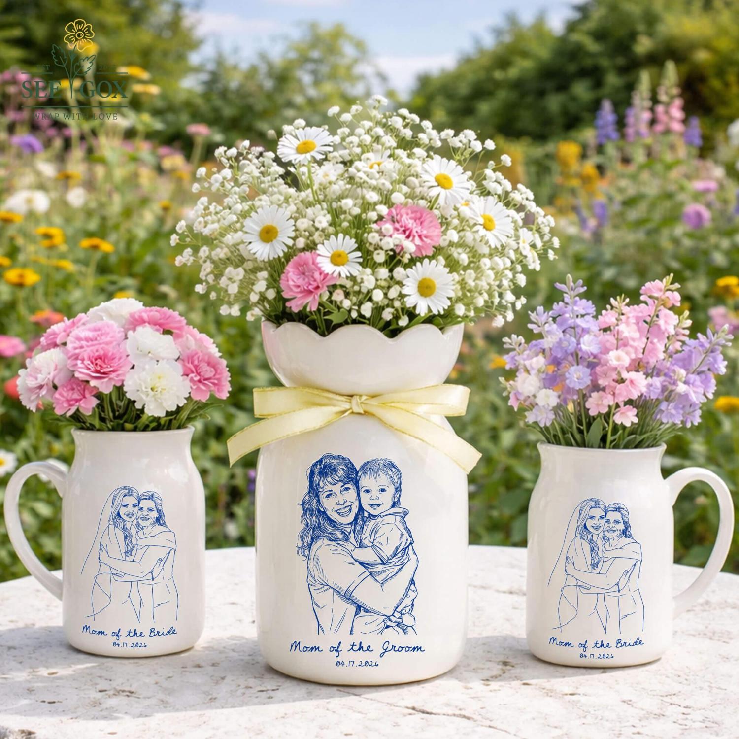 Photo Gift for Mom, Flower Vase for Mom, Custom Photo Mother of The Groom, Mother of the Bride Photo Gifts,Birthday Gifts for Mom Photo Gift