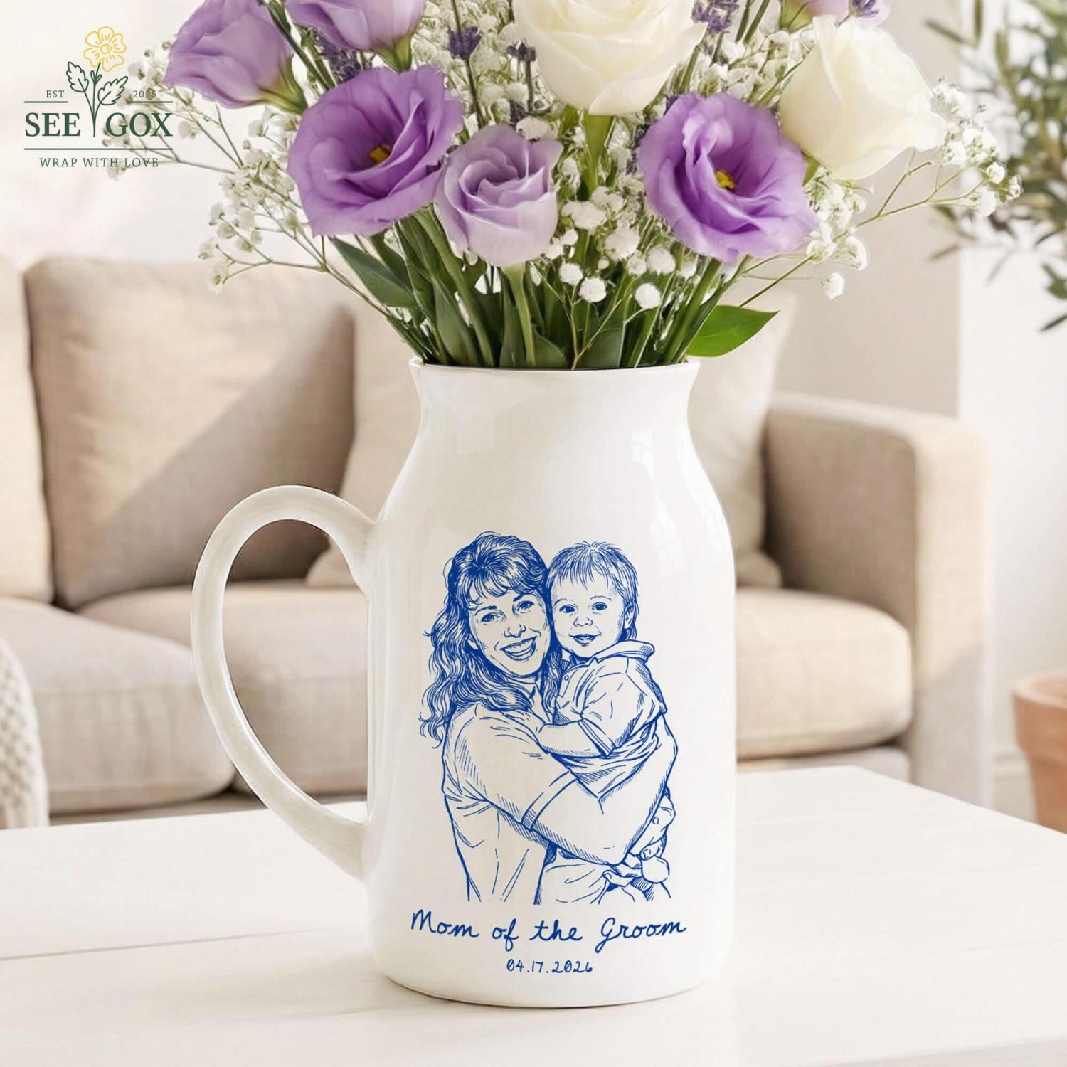 Photo Gift for Mom, Flower Vase for Mom, Custom Photo Mother of The Groom, Mother of the Bride Photo Gifts,Birthday Gifts for Mom Photo Gift