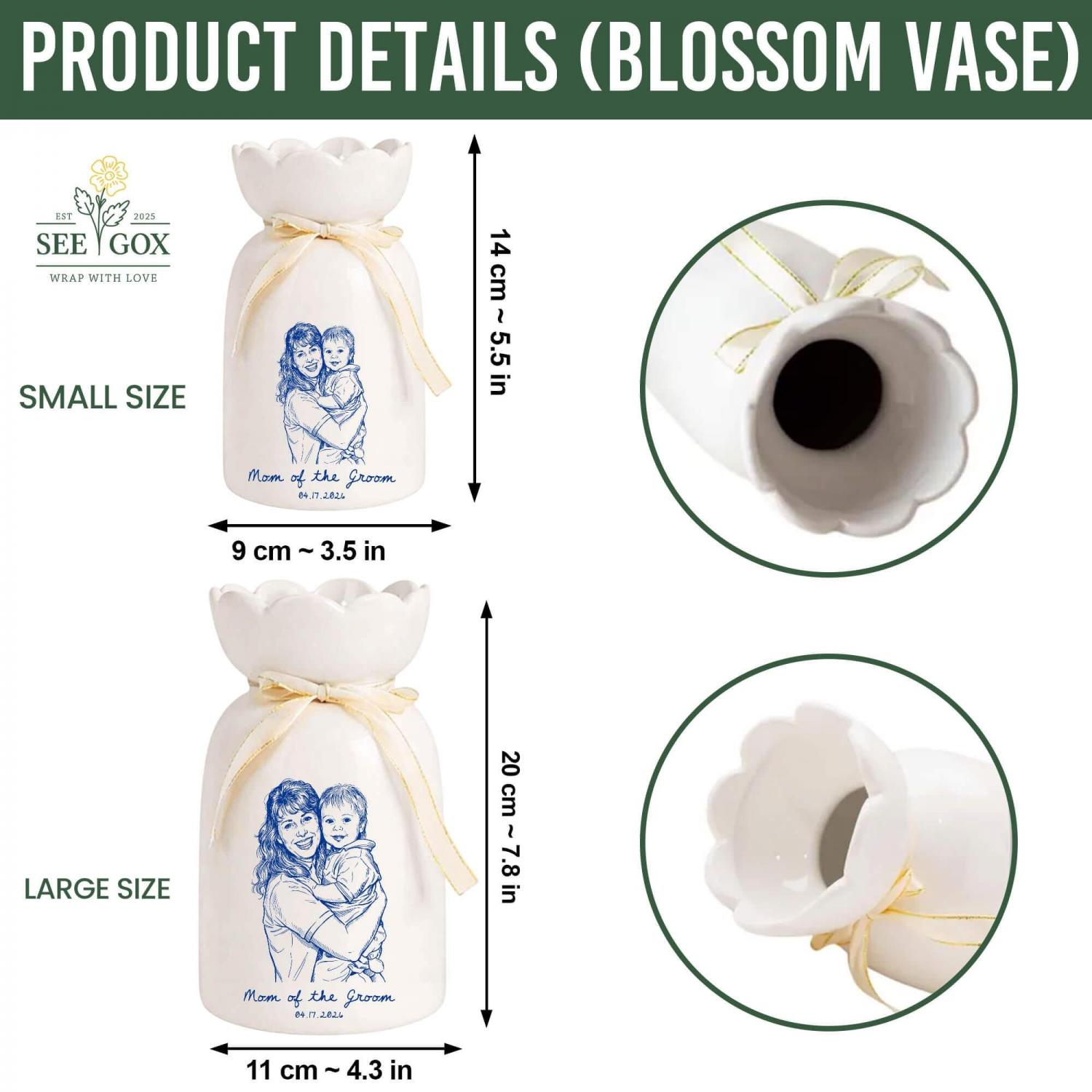 Photo Gift for Mom, Flower Vase for Mom, Custom Photo Mother of The Groom, Mother of the Bride Photo Gifts,Birthday Gifts for Mom Photo Gift