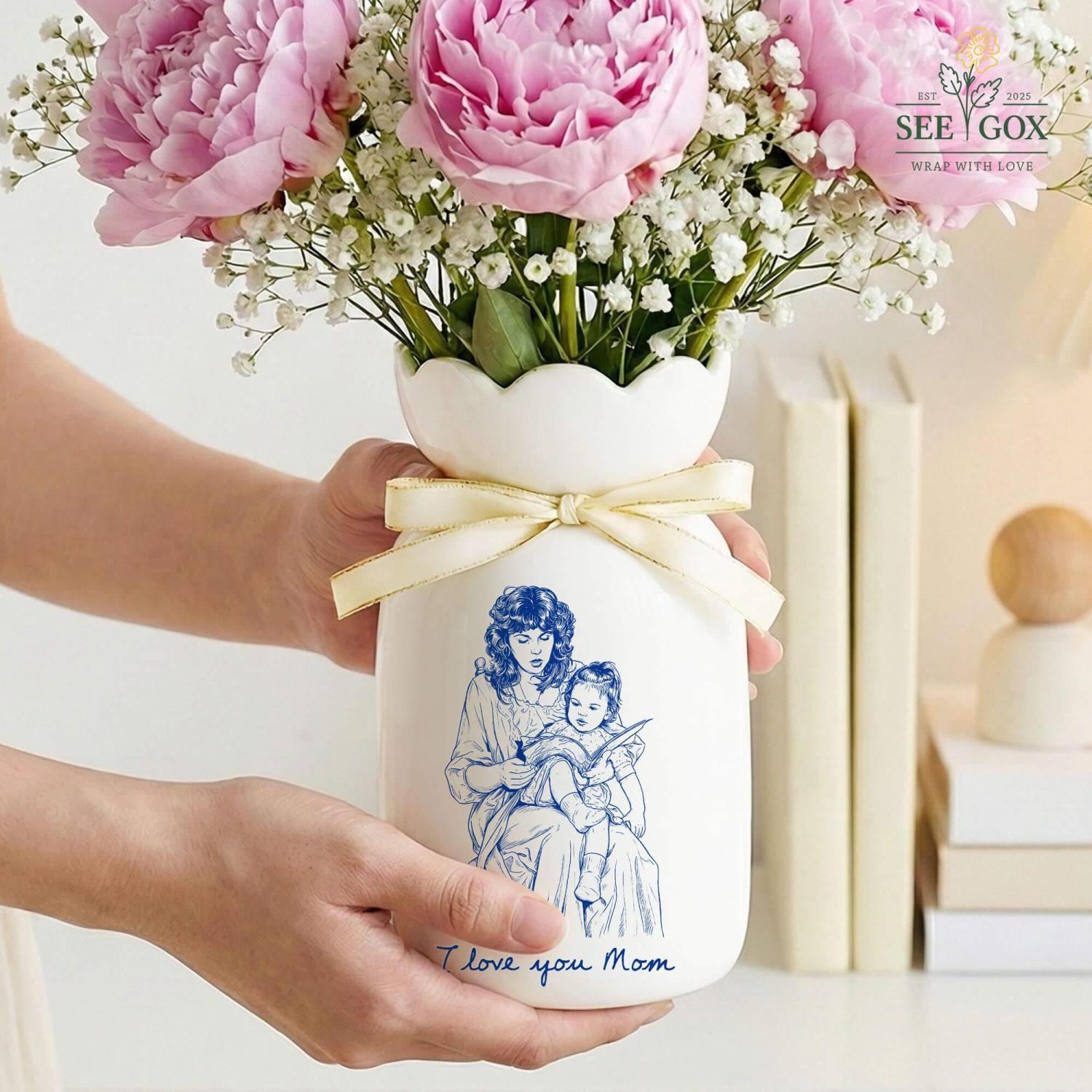 Photo Gift for Mom, Flower Vase for Mom, Custom Photo Mother of The Groom, Mother of the Bride Photo Gifts,Birthday Gifts for Mom Photo Gift