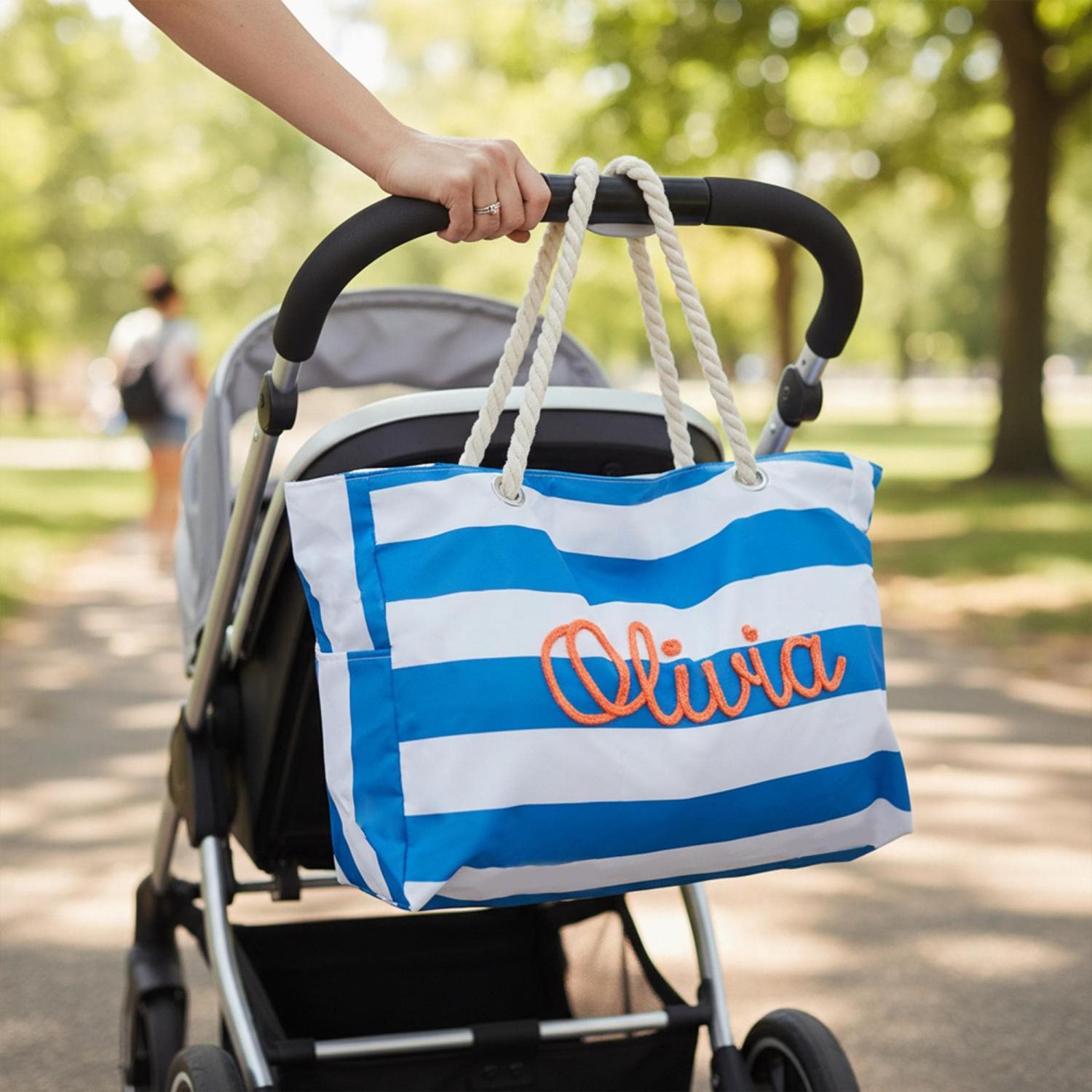 Personalized Beach Tote Bag with Zipper, Custom Large Pool Bag for Towels, Bridesmaid Proposal Gift, Bachelorette Girls Trip Favor