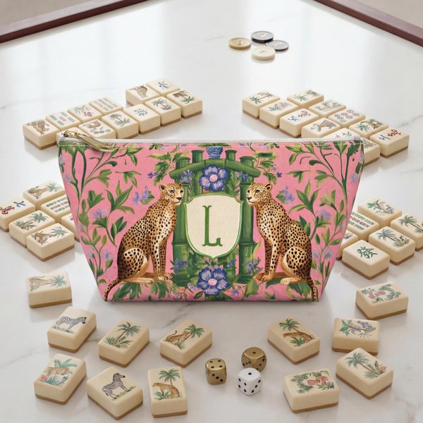 Monogrammed Mahjong Tile Bag Mahj Pouch For Travel Mahj Ong Initial Bag Mahjong Gift Ideas Mothers Day Present Custom Mahjongg Accessories