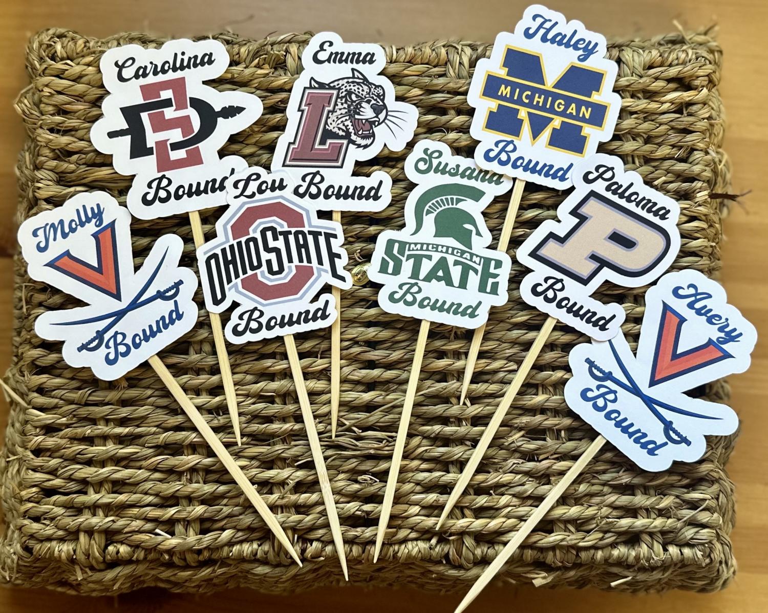 Custom College Logo Cupcake or Cake Toppers: Graduation Party Decor