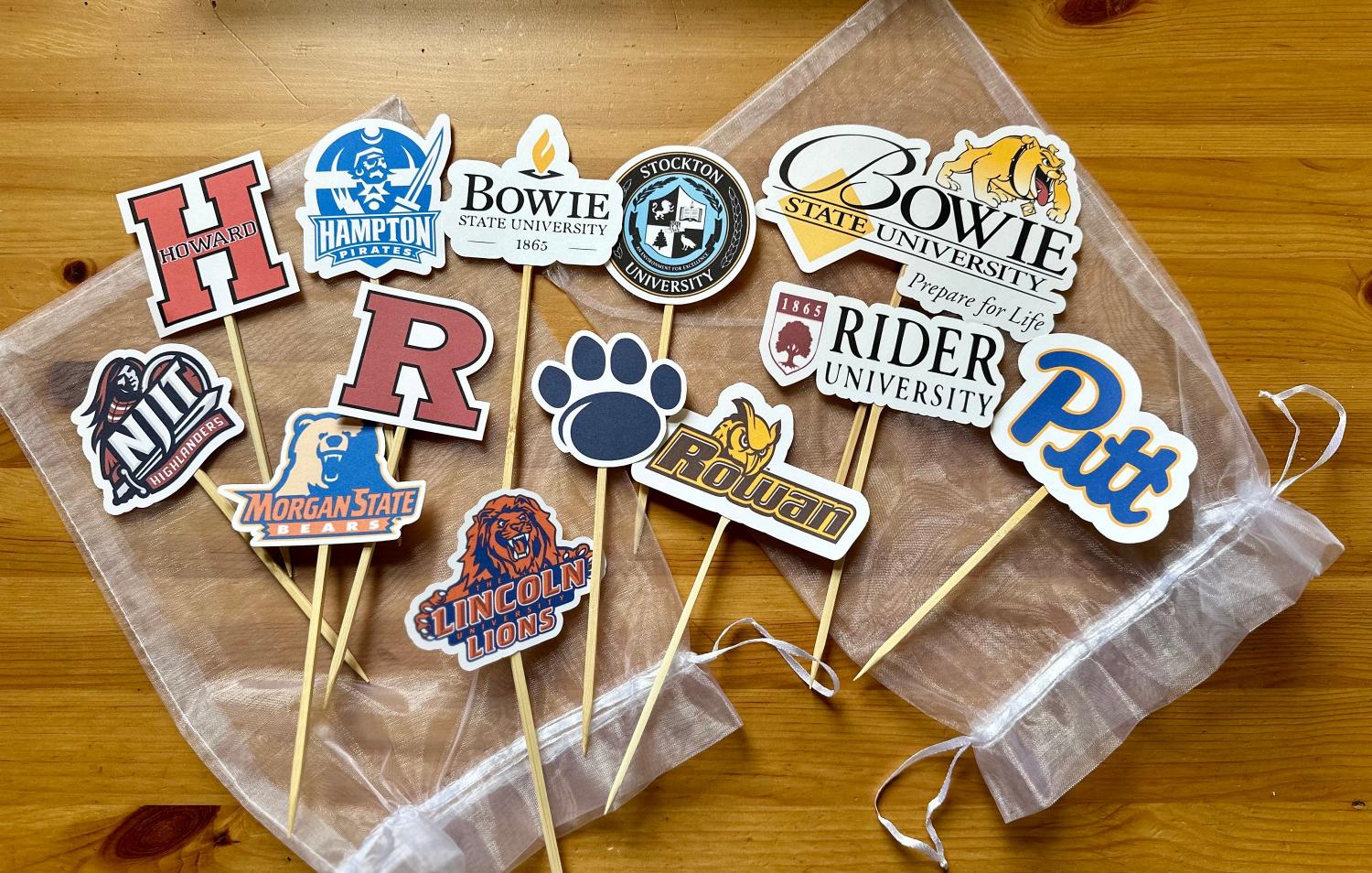 Custom College Logo Cupcake or Cake Toppers: Graduation Party Decor