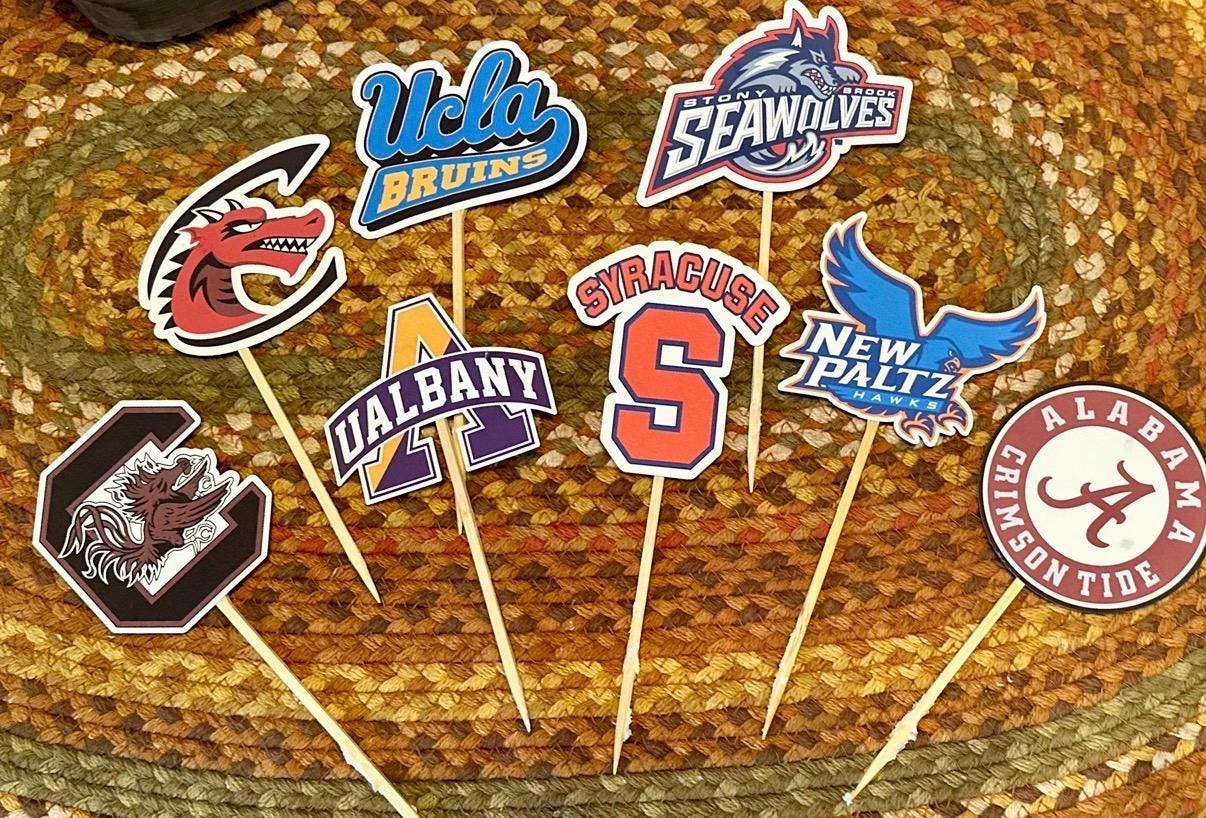 Custom College Logo Cupcake or Cake Toppers: Graduation Party Decor