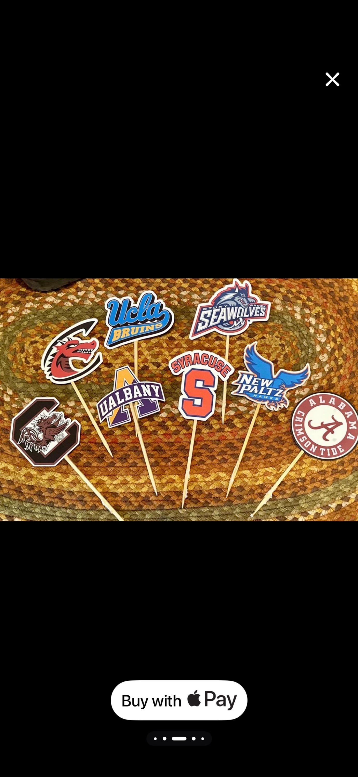 Custom College Logo Cupcake or Cake Toppers: Graduation Party Decor